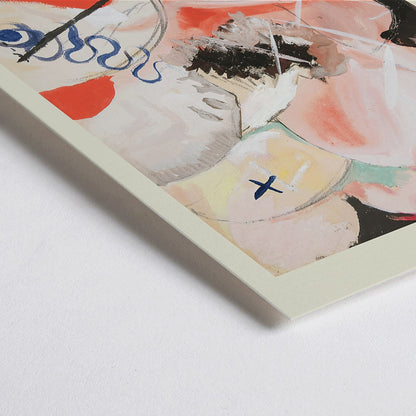 Closeup detail of Abstract watercolor and dynamic abstract art poster titled Female Figure by Hilma af Klint and Wassily Kandinsky