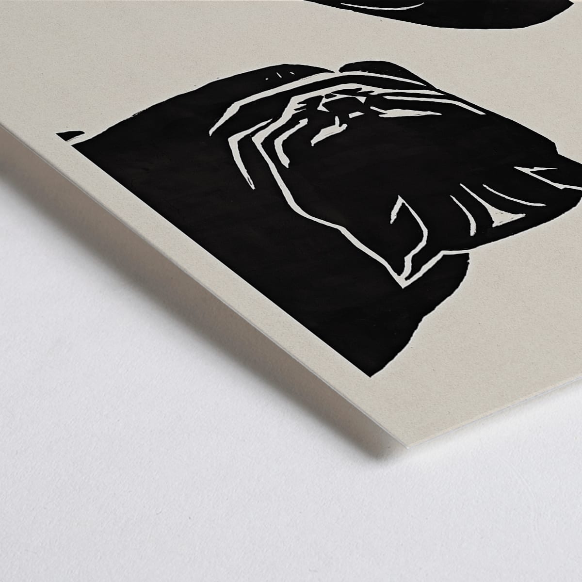 Closeup detail of Ink illustration and poster of a stylized black cat with minimalist brush strokes by Black Cat 4 artist and Anonymous