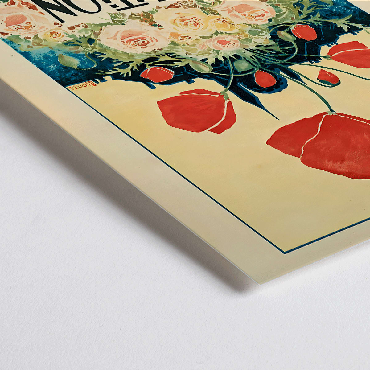 Closeup detail of Colorful floral poster with vibrant flowers and bold text for Exposition Cantonale Neuchateloise dhorticulture de Boudry by Edmond Boitel