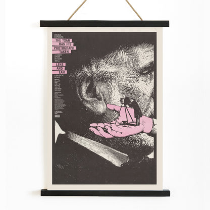 , with wooden magnetic frame on white background