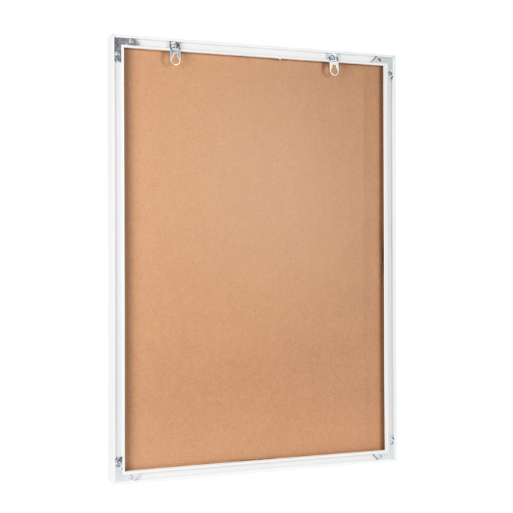White aluminium picture frame with a minimalist design, clean lines, and a refined finish, suitable for displaying photos or art prints., full back picture