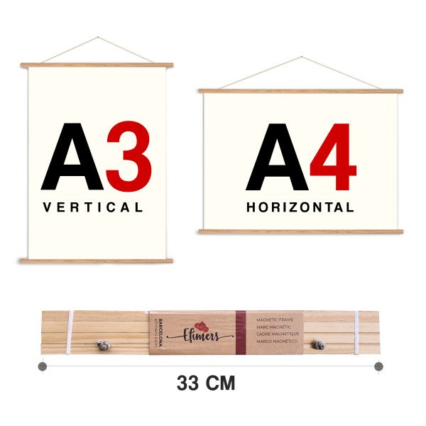 Magnetic Frame A3/A4 - 33 cm - Natural